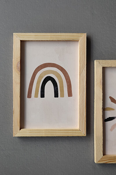 Wooden Factory Çoçuk Odası Ahşap Çerçeveli Tablo Seti, 3 Parça Minimalist Dekor Seti