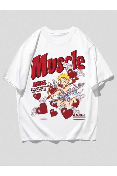 Jose Clothing Beyaz Baskılı Organik Pamuk Oversize Kesim T-shirt