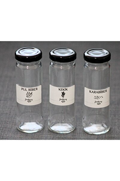 Juniberry مجموعة من 3 زجاجات توابل زجاجية، رقائق فلفل، زعتر، فلفل أسود، 3x105 سم مكعب