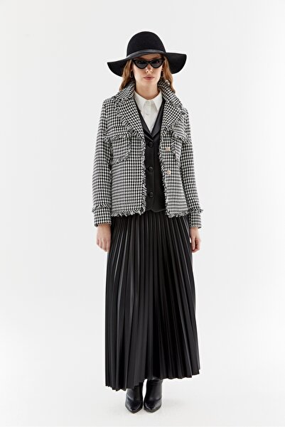 NPRIVE Houndstooth Belt Detailed Jacket Black