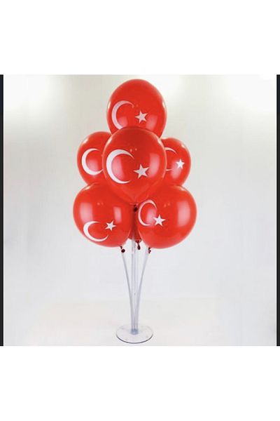 Yogi parti 29 October 23 April Decoration 7 Pieces Flag Printed Balloon 1 Piece 7 Piece Table Top Stand