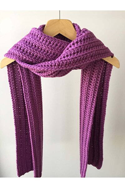 Mora Örgü وشاح Mora Knit محبوك يدويًا من الصوف ليلك للجنسين