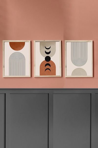 Wooden Factory Σετ ζωγραφικής Bohemian and Moon Phases, Πίνακες ζωγραφικής 3 τεμαχίων με ξύλινο πλαίσιο