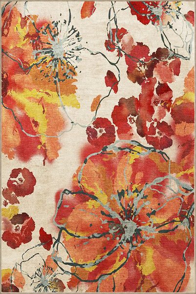 Rugs Modern Halı Covor decorativ vintage cu franjuri, în nuanțe de roșu și be...