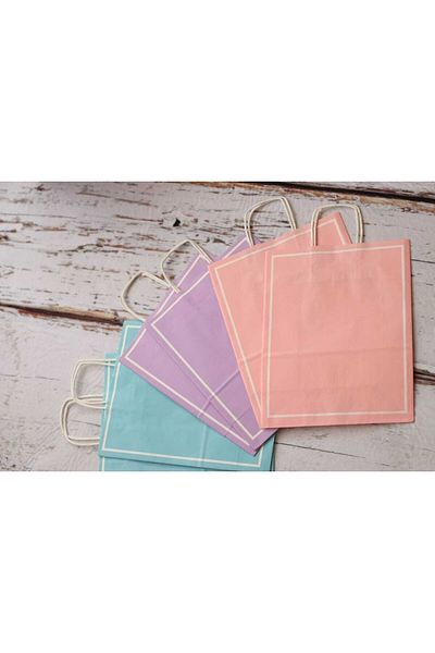 demontecraft Χάρτινη τσάντα 25x12x31 Pelur, Macaron Σετ τσάντα 6 τεμαχίων, τσάντα Kraft, τσάντα δώρου Mlp