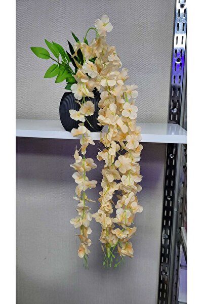 La bella bazar Artificial Flower Pendant in Pot Soft Color Acacia Pendant 5 Roots 70-80cm