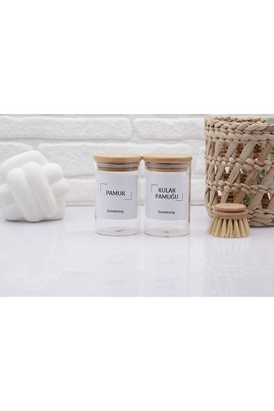 zezedesing Καπάκι Bamboo Glass Cotton And Ear Cotton Βάζο Κουτί 250ml
