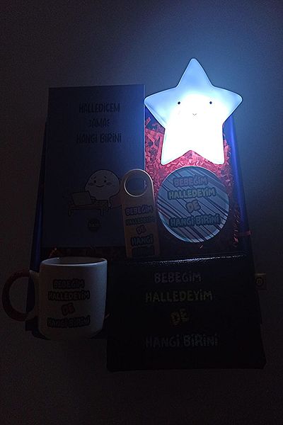 Alanç Gift عيد الحب، عيد الميلاد، مجموعة هدايا خاصة، كوب، مصباح، محفظة، فتاحة، دفتر ملاحظات، كوستر