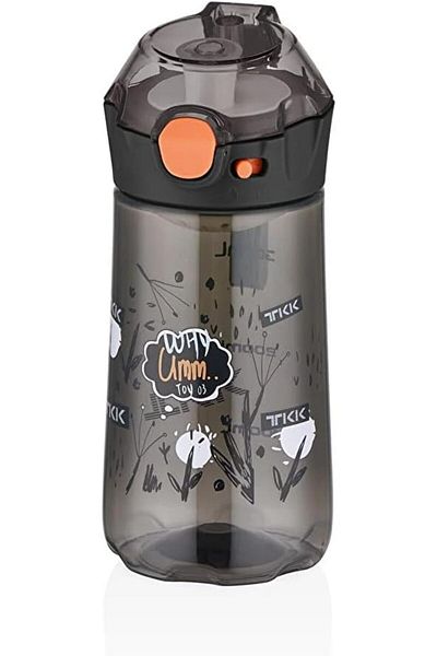 Vagonlife TKK 400ml Non-Straw Carrying Strap Lockable Lid with Strainer Children's Water Bottle (Black)