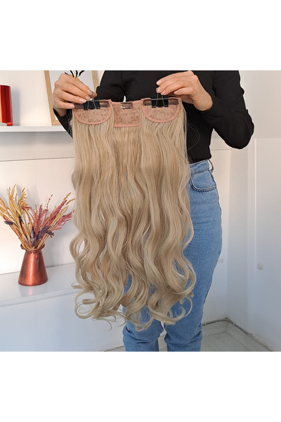 arzuperuk peruk ve saç atölyesi Half Moon - 2 Side Snaps - Honey Foam Platinu...