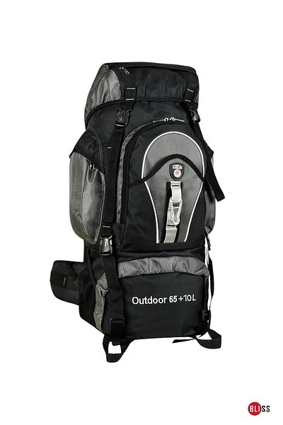 Bliss Professional Gray 65+10 Liter Water Resistant Mountaineer & Camping Bag with Back Support