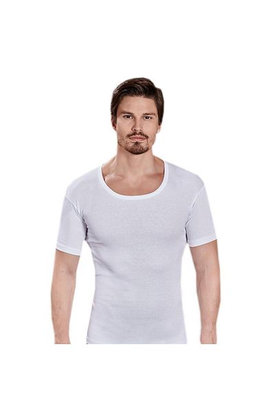 Berrak Pack of 6 Men's Short Sleeve Crew Neck Undershirt 1002 White