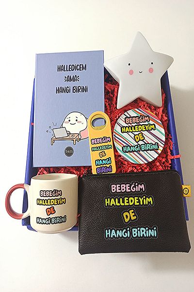 Alanç Gift عيد الحب، عيد الميلاد، مجموعة هدايا خاصة، كوب، مصباح، محفظة، فتاحة، دفتر ملاحظات، كوستر