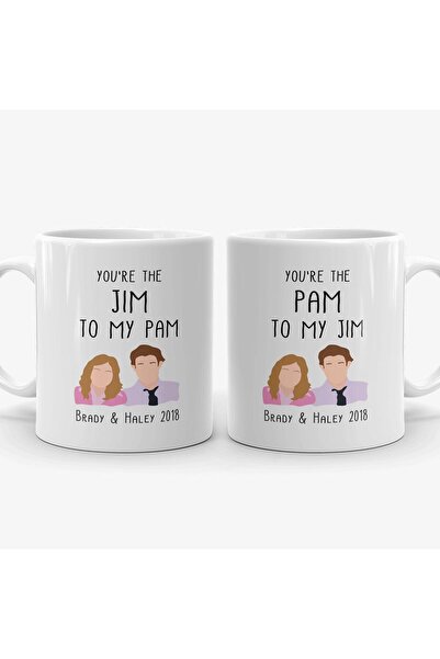 Modern Digital You Are My Pam/Jim - Çift Hediyeleri Sevgililer Eşler İçin Kup...