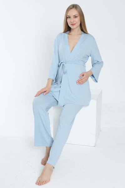 Miss Dünya Lissa Önden Bağlamalı Hamile ve Lohusa Pijama Takımı