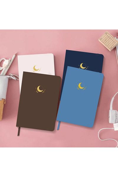 AKILLICA Set of 4 Notebooks Dotted Hard Cover 13x21 Cm Hardcover Notebook Coffee Misty Rose Sky Blue Navy Blue