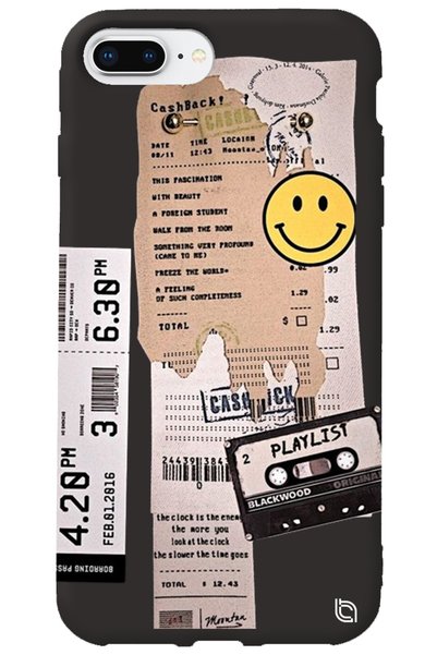 WANNA PROTECT iPhone 8 Plus Black Inside Velvet Playlist Patterned Silicone P...