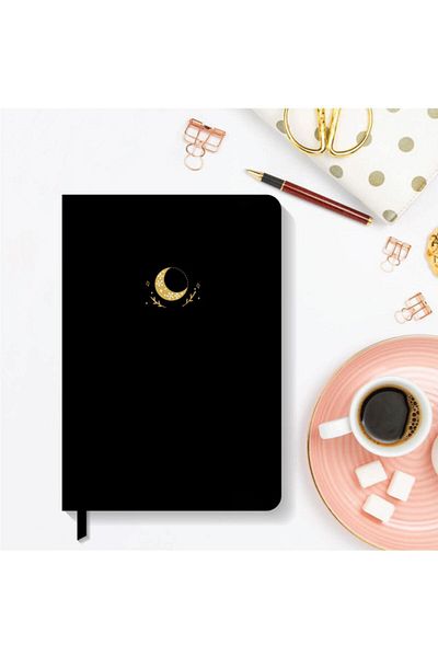 AKILLICA Notebook Hard Cover Dotted Notebook 13,5x20 Cm Hardcover Notebook Black
