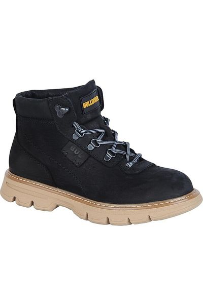 Bulldozer 240105 Ανδρικά μαύρα Nubuck Γνήσιο δέρμα Χοντρό καουτσούκ Αντιολισθητική σόλα καθημερινά αθλητικά χειμερινά μισά μποτάκια