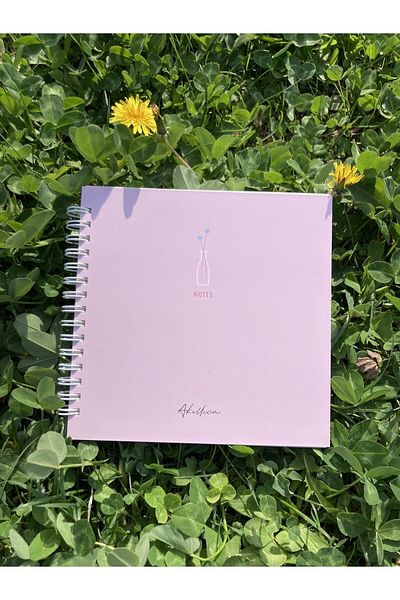 AKILLICA 15x15 Cm Square Pink Notebook Spiral Notebook Checkered Notebook
