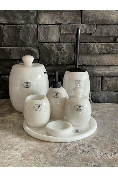 Polen Stone NEW Oval Model Marble Bathroom Set with Marble Handles