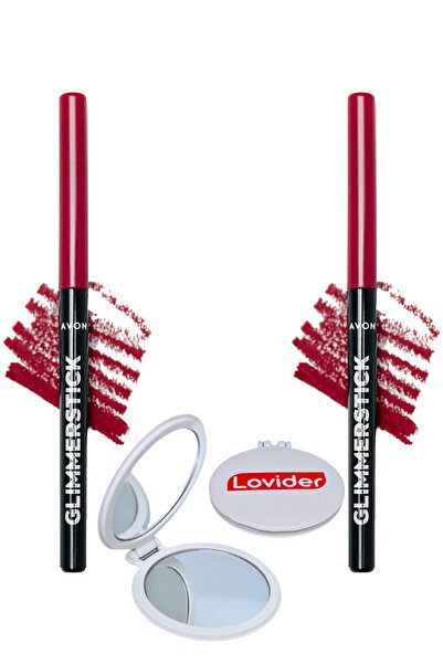 AVON Glimmerstick Asansörlü Dudak Kalemi - Cherry Jubilee 2'li + Lovider Cep Aynası Hediye