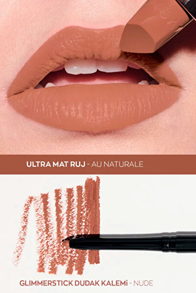 AVON Glimmerstick Asansörlü Dudak Kalemi - Nude 2'li + Lovider Cep Aynası Hediye