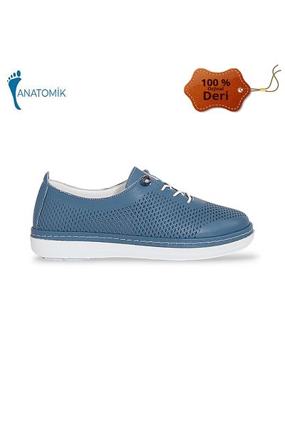 Konfores Pantofi casual 1836 din piele naturală cu talpă anatomică - NKT01836-blue-40