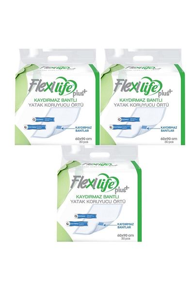 Flexi Life Flexilife Plus Patient Bed Protector Cover with Anti-Slip Tape 60x90 cm 30 Pieces 3 Packs 90 Uses