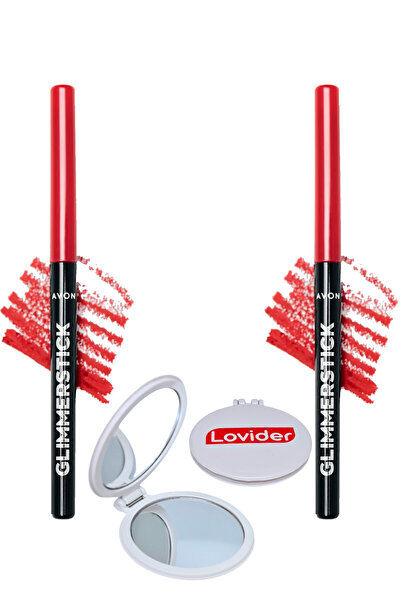 AVON Glimmerstick Asansörlü Dudak Kalemi - Ruby Shock 2'li + Lovider Cep Ayna...