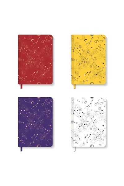 AKILLICA Set of 4 Notebooks Striped Hard Cover Notebook 13x21 Cm Hardcover Notebook Sky Series