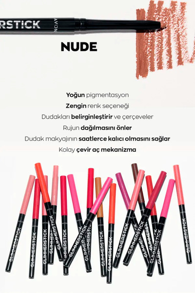 AVON Glimmerstick Asansörlü Dudak Kalemi - Nude 2'li + Lovider Cep Aynası Hediye