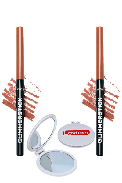 AVON Glimmerstick Asansörlü Dudak Kalemi - Nude 2'li + Lovider Cep Aynası Hediye