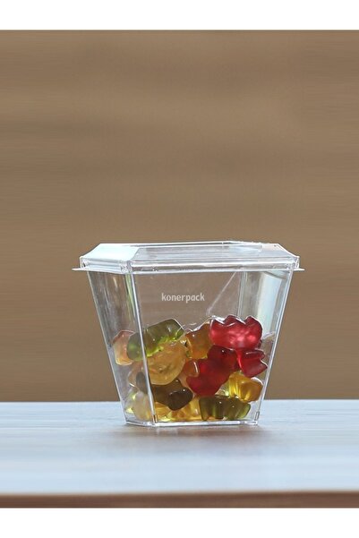 KONERPACK Magnolia Kasesi, Prizma Cup, Tatlı Kasesi 200 Cc 50 Adet Kapaklı
