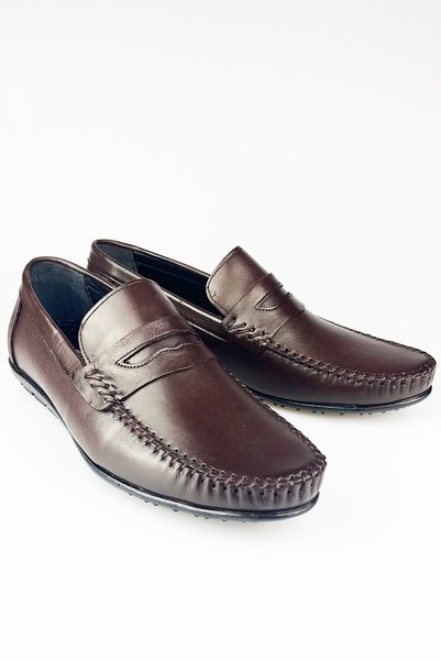 LUSIVE Ellington Genuine Leather Brown Comfortable Men's Casual Loafer Shoes