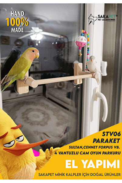 SAKAPET Glass Playground with 4 Suction Cups - Heaven Forpus Budgie