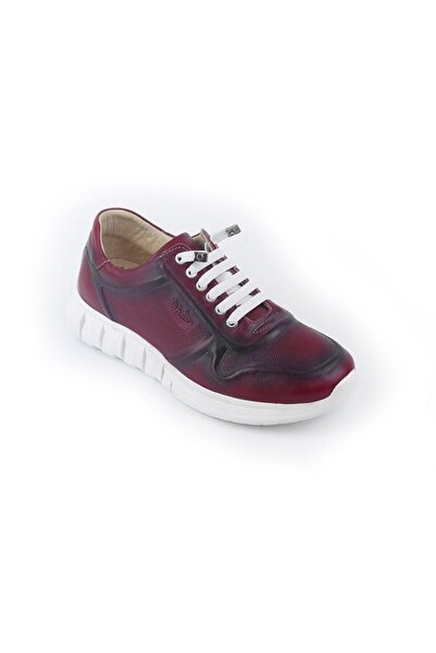DİA COMFORT Kadın Diyabetik Tam Ortopedik Deri Spor Ayakkabı Bordo