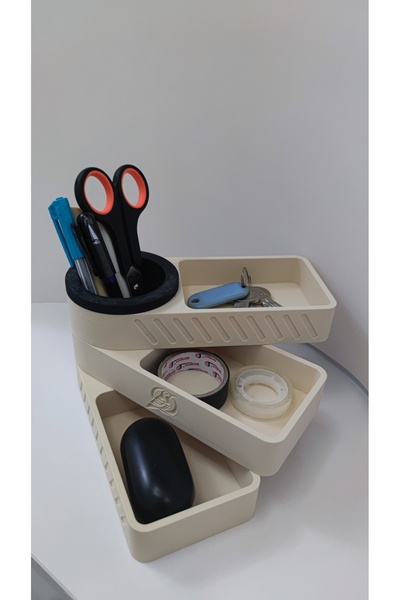 GİZZSTORE HOME Οργανωτής μακιγιάζ και γραφείου, τριώροφος, περιστρεφόμενος, σ...