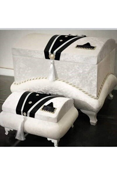 Nima Çeyiz Sandık Damat Sandığı 2 Parça-papyon Ve Cepli (BEYAZ)