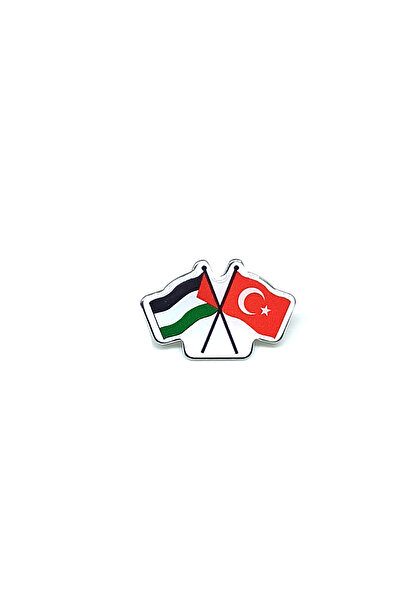 Ulaş Hediyelik Çerçevesiz Plastik Damla Etiket Filistin Türkiye Flamalı Metal Yaka Rozeti 1 Adet
