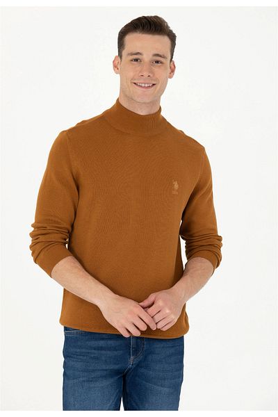 U.S. Polo Assn. Кокосов мъжки пуловер с висока яка YBS-SK23.