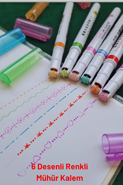 O&S Oyun ve Sanat Eğlen-Üret Desenli Silindir Mühür Kalem 6 Desenli Şekilli Ş...