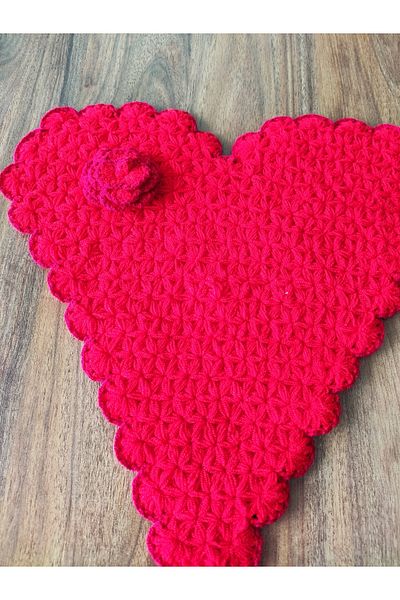 HANIMKIZ Hand Knitted Dowry Red Heart Fiber