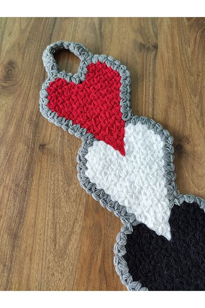 HANIMKIZ Hand Knitted Dowry Long Heart Groom Washcloth