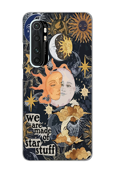 Magic Ring Xiaomi Mi Note 10 Lite Uyumlu Güneş ve Ay Desenli Şeffaf Telefon K...