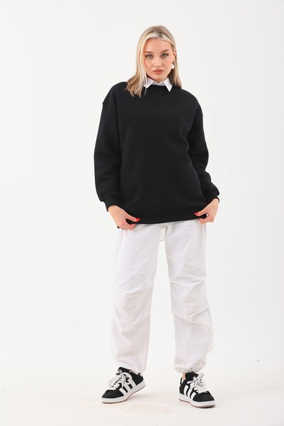 Batı Styling Ice Crew Neck Oversize Sweatshirt