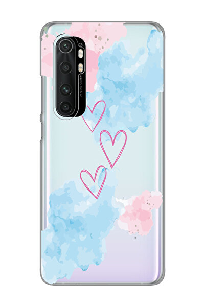 Magic Ring Xiaomi Mi Note 10 Lite Uyumlu Kalp Desenli Şeffaf Telefon Kılıfı