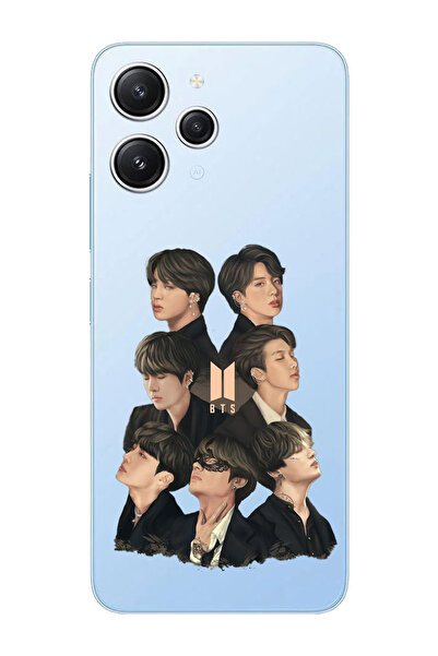 Magic Ring Xiaomi REDMI 12 Uyumlu BTS Desenli Şeffaf Telefon Kılıfı