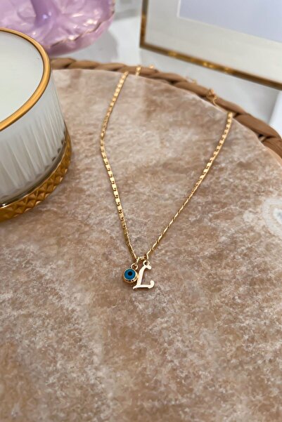 Trendy Butik Altın Kaplama Kişiye Özel Nazar Ve L Harfi Uçlu Kolye - Günlük Kullanım Için Şık Ve Modern Tasarım