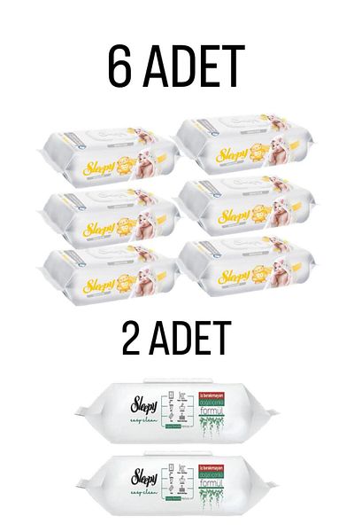 Sleepy Sensitive Wet Towel 6x90 Pack 540 Sheets-Sleepy Easy Clean 100 Pieces SURFACE TOWEL 2 PIECES